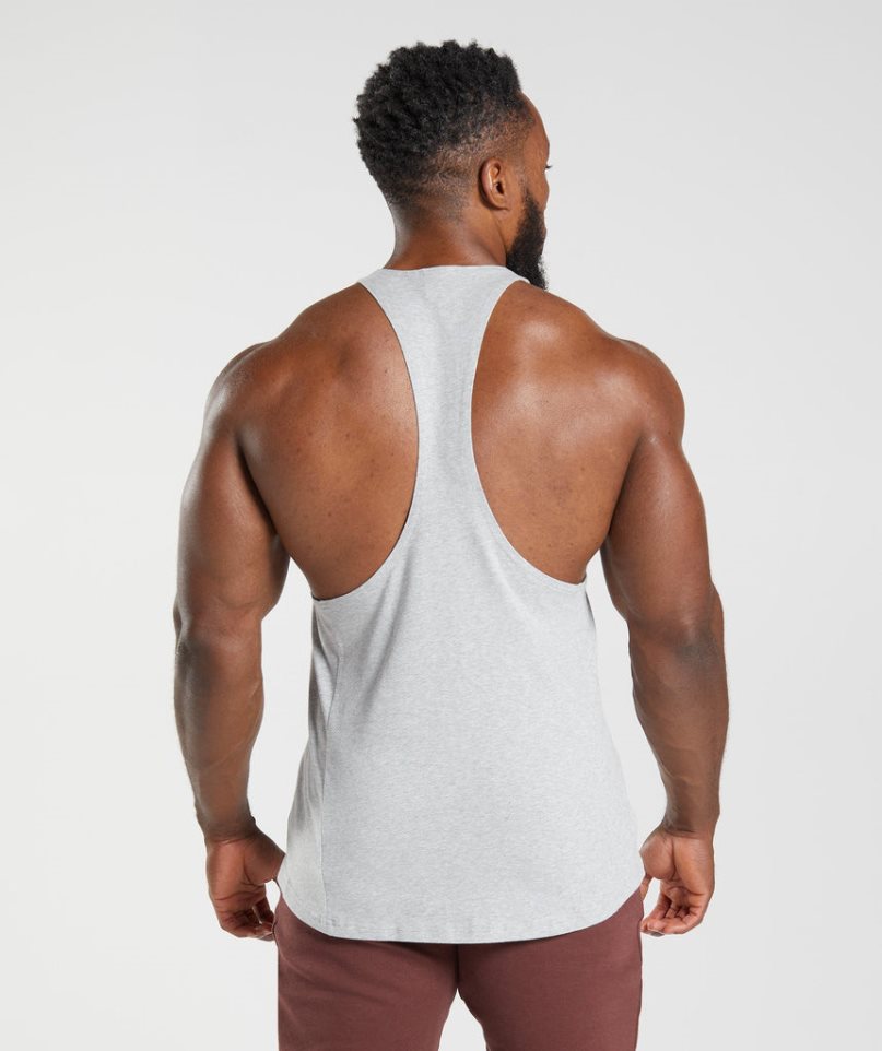 Men's Gymshark React Stringer Tanks Light Grey | NZ 3XKATY